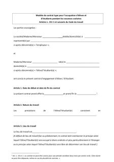 Modèle de contrat type pour l'occupation d'élèves et  d'étudiants pendant les vacances scolaires 